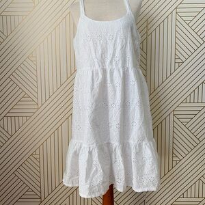 Lucky Brand 100% Cotton Eyelet summer dress Mini Dress Beach Boho Bohemian M